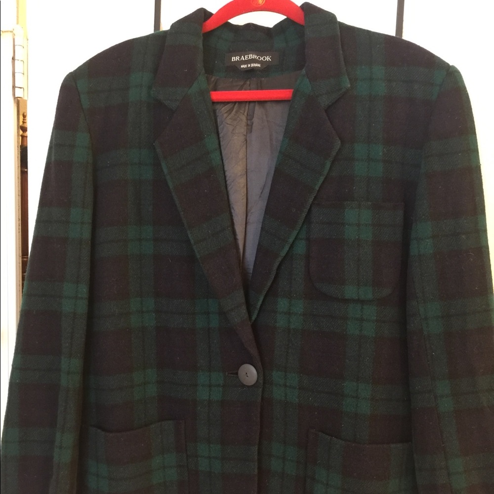 Vintage plaid wool blend single Breasted Blazer